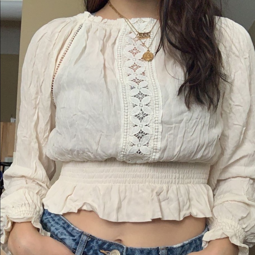Cream Ruffled Top